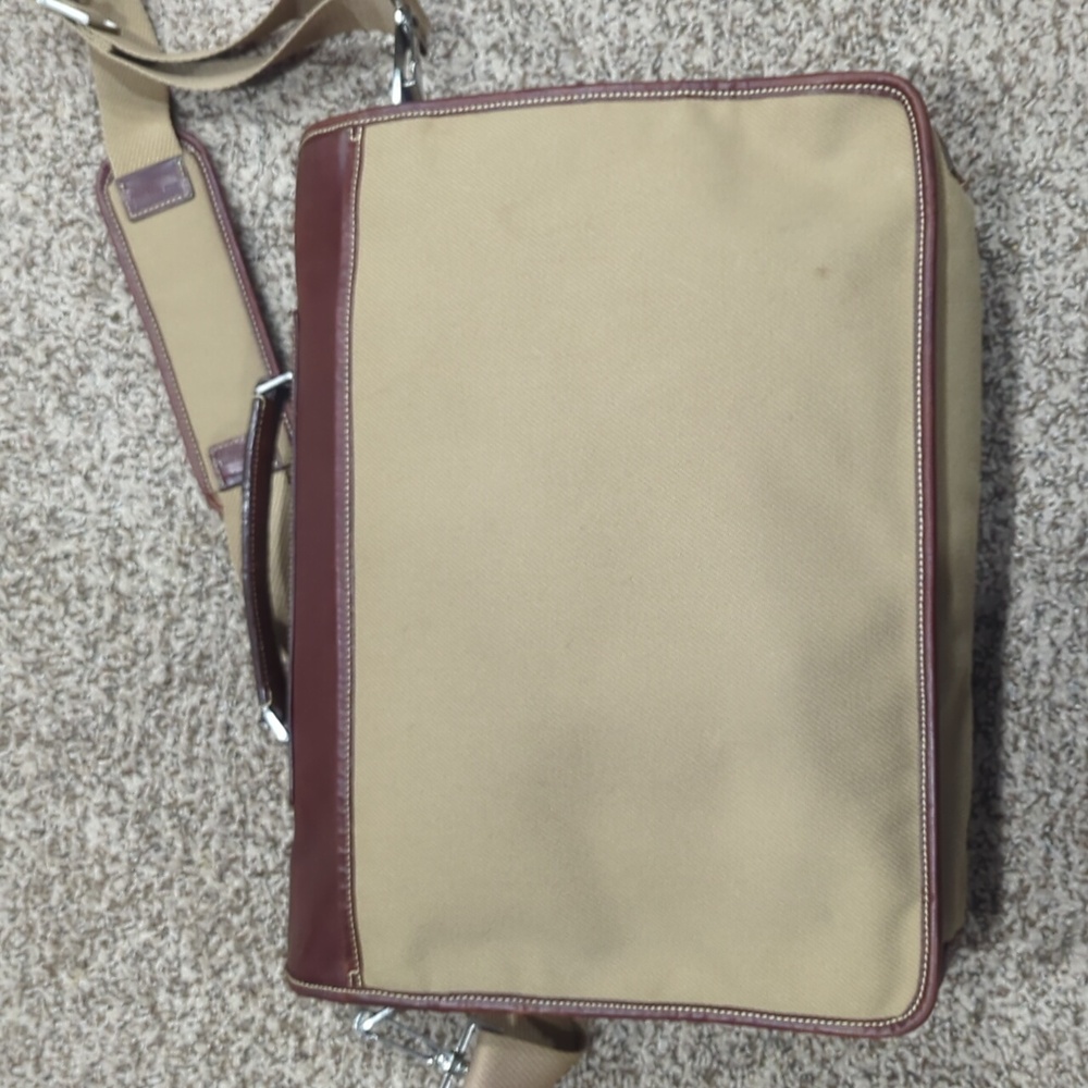 Hartmann briefcase tan canvas and brown leather Hudson collection - Picture 6 of 11